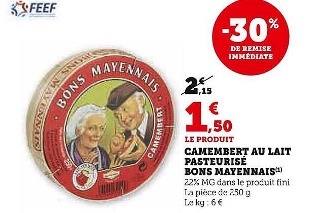 camembert au lait pasteurisé bons mayennais