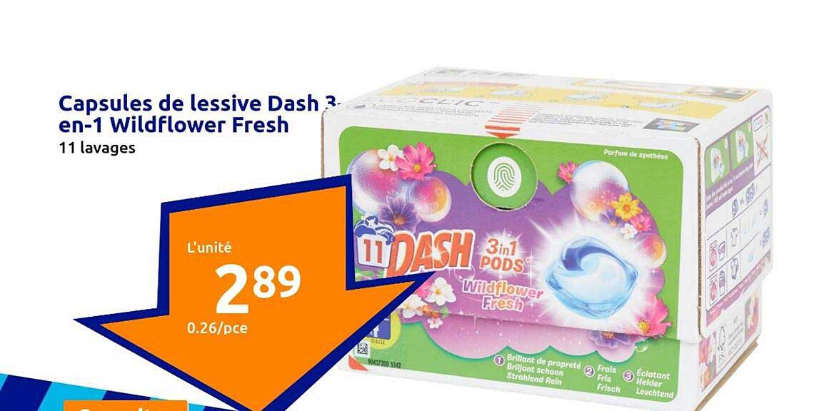 Capsules De Lessive Dash 3-en-1 Wildflower Fresh