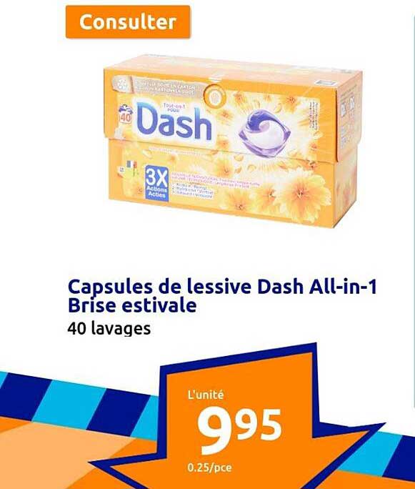 capsules de lessive dash all-in-1 brise estivale