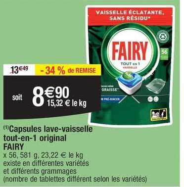 capsules lave-vaisselle tout-en-1 original fairy
