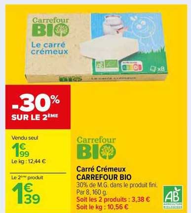 Carré Crémeux Carrefour Bio