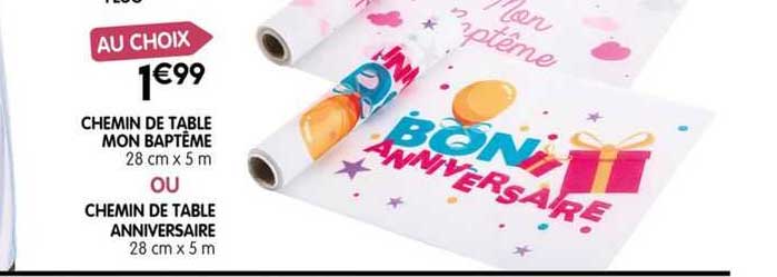 chemin de table mon baptême ou chemin de table anniversaire