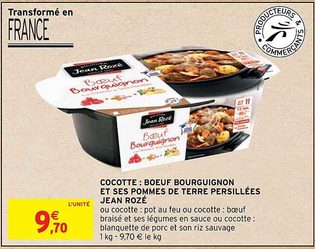 cocotte : boeuf bourguignon et ses pommes de terre persillées jean rozé