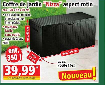 coffre de jardin "nizza" aspect rotin