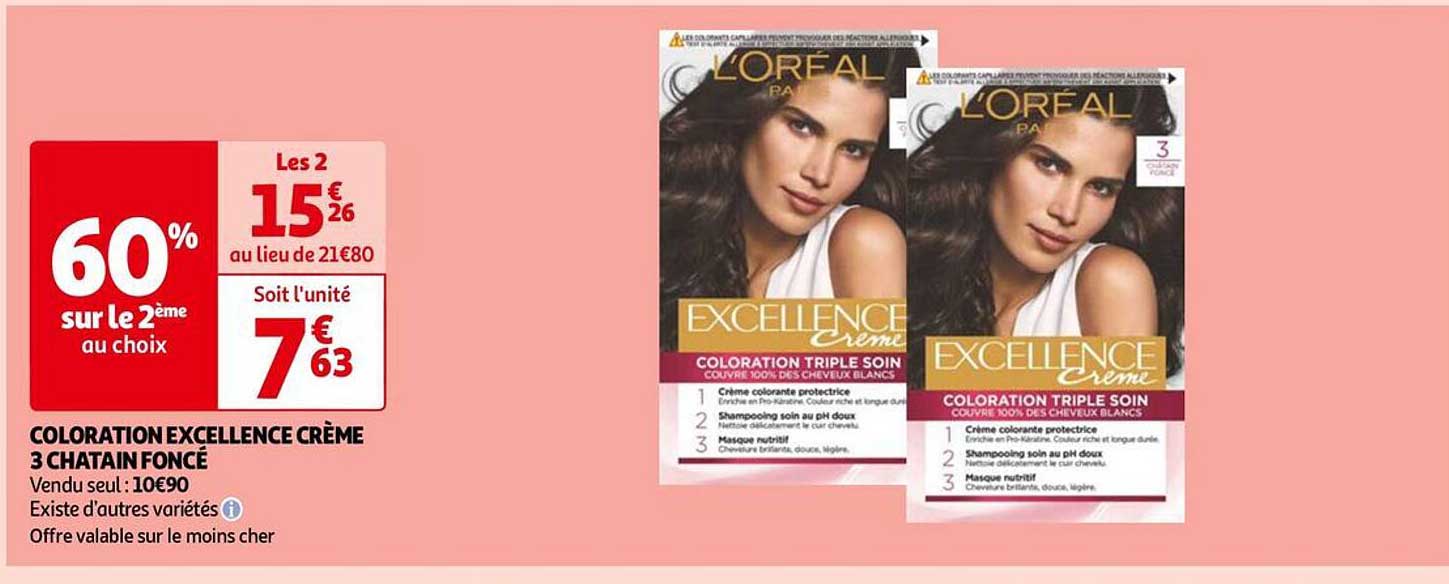 coloration excellence crème 3 chatain foncé