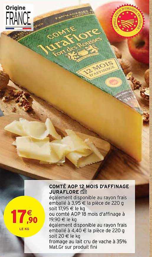 comté aop 12 mois d'affinage juraflore