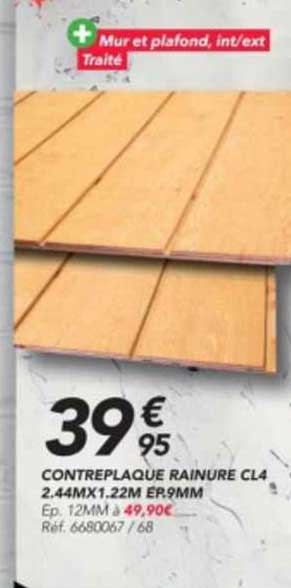 contreplaque rainuré cl4 2.44 m x 1.22 m ép 9 mm