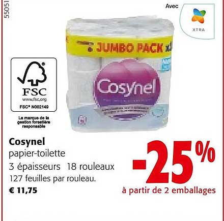 cosynel papierr-toilette 3 épaisseurs
