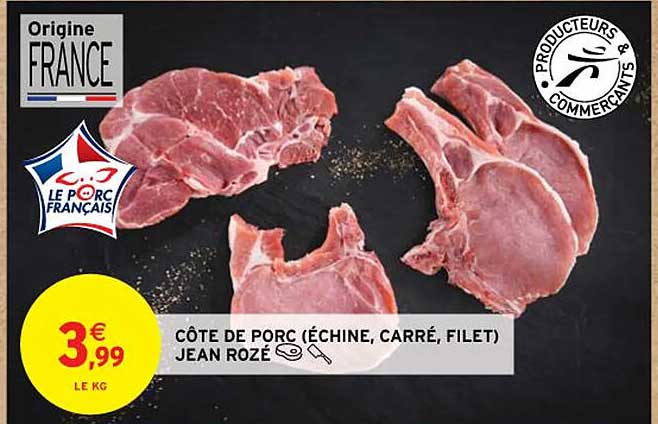 côte de porc (échine, carré, filet) jean rozé