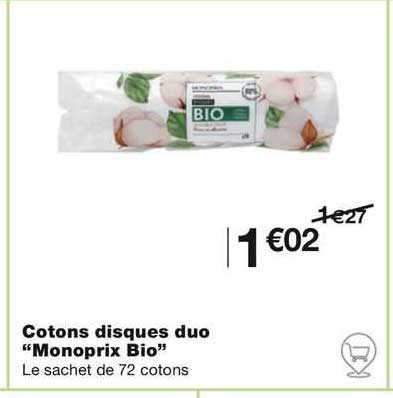 cotons disques duo "monoprix bio"