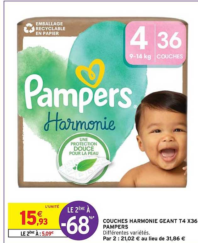 couches harmonie geant t4 x36 pampers