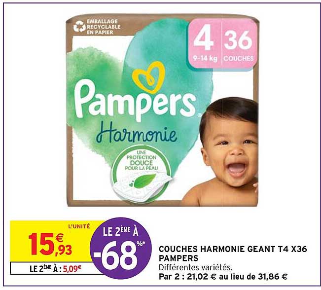 couches harmonie geant t4 x36 pampers