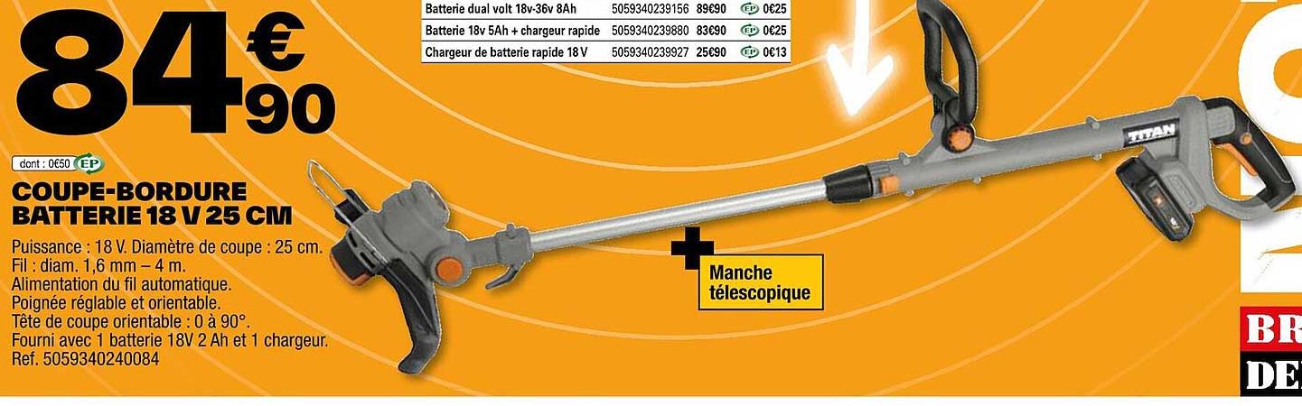 coupe-bordure batterie 18 v 25 cm