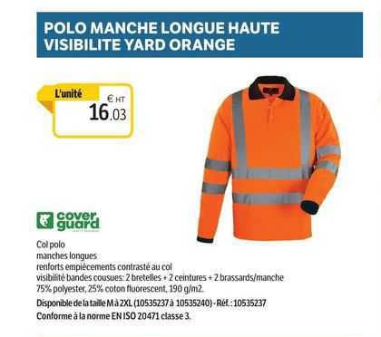 cover guard polo manche longue haute visibilité yard orange
