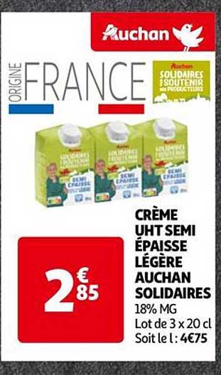 crème uht semi épiasse légère auchan solidaires