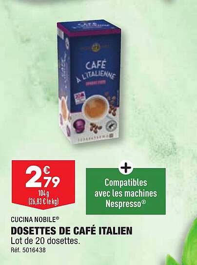 cucina nobile dosettes de café italien