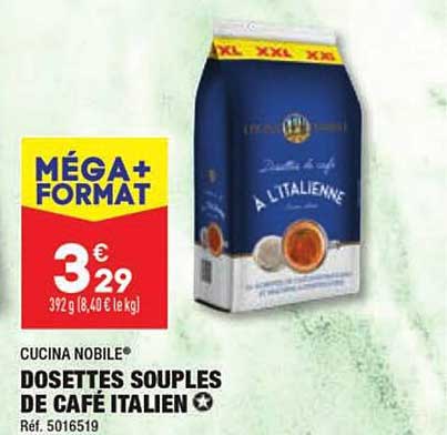 cucina nobile dosettes souples de café italien