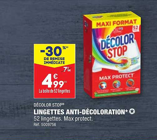 décolor stop lingettes anti-décoloration