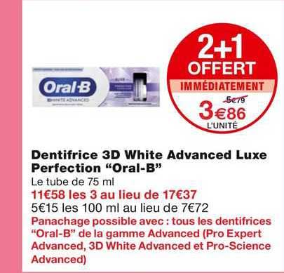 dentifrice 3d white advanced luxe perfection "oral-b"