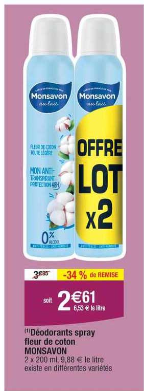 Déodorants Spray Fleur De Coton Monsavon