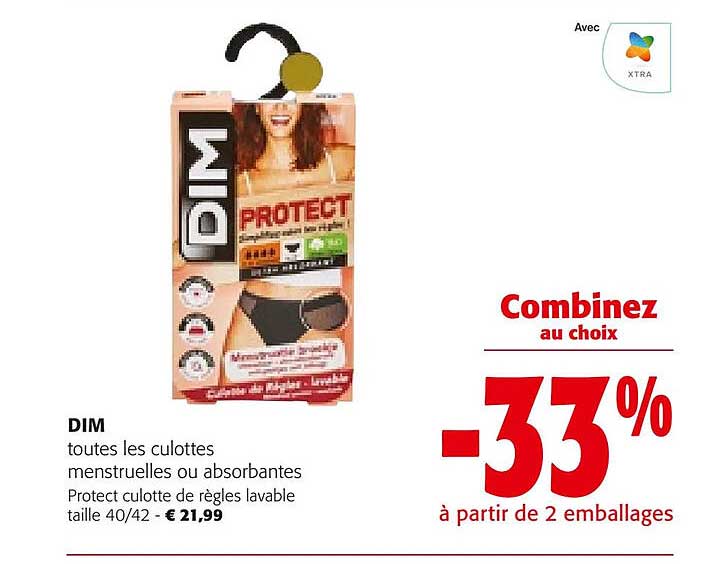 dim toutes les culottes menstruelles ou absorbantes