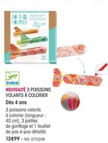 djeco 3 poissons volants à colorier