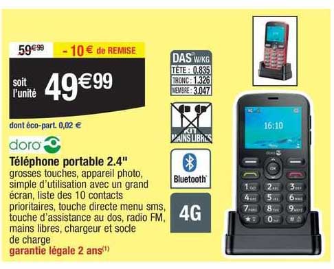 doro téléphone portable 2.4"