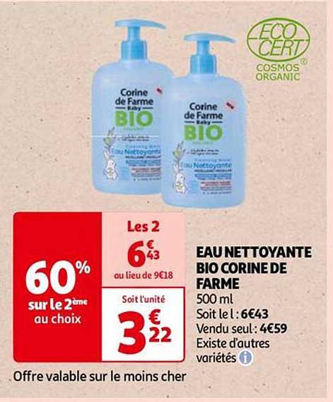 eau nettoyante bio corine de farme