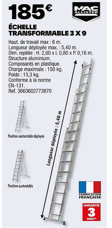échelle transformable 3 x 9 mac allister