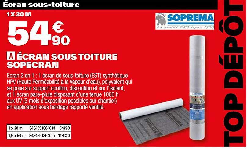 écran sous toiture sopecran soprema