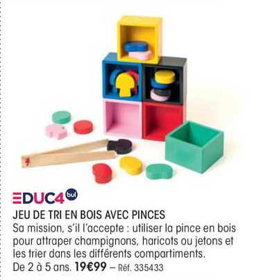 educ4 jeu de tri en bois avec pinces