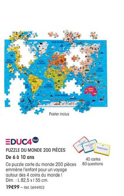 educ4 puzzle du monde 200 pièces
