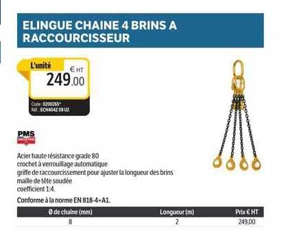 élingue chaîne 4 brins à raccourcisseur