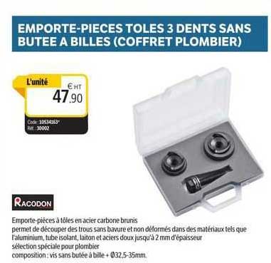 emporte-pièces toles 3 dents sans butée à billes (coffret plombier)