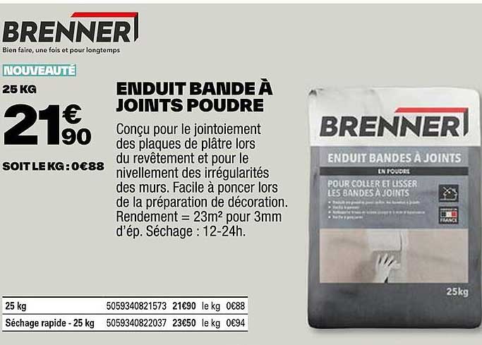 enduit bande à joints poudre brenner