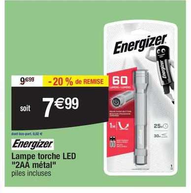 energizer lampe torche led "2aa métal"