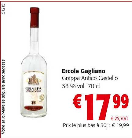 ercole gagliano grappa antico castello 38% vol