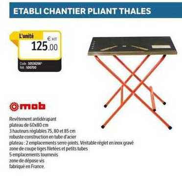 établi chantier pliant thales mob