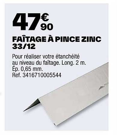 faîtage à pince zinc 33/12