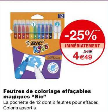 feutres de coloriage effaçables magiques "bic"