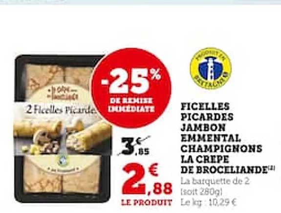 Ficelles Picardes Jambon Emmental Champignons La Crêpe De Brocéliande
