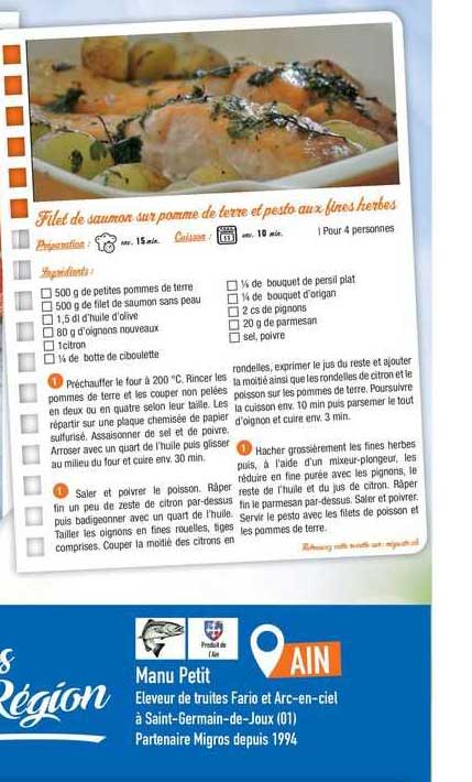 Filet De Saumon Sur Pomme De Terre Et Pesto Aux Fines Herbes