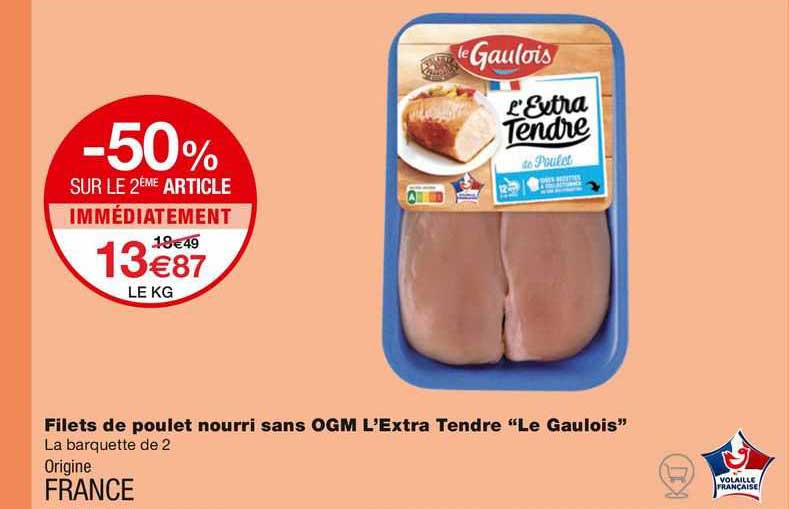 filets de poulet nourri sans ogm l'extra tendre "le gaulois"