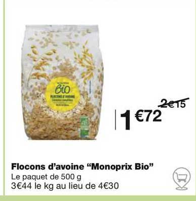 flocons d'avoine "monoprix bio"
