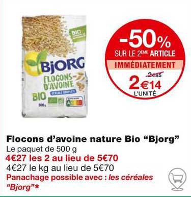 flocons d'avoine nature bio "bjorg"