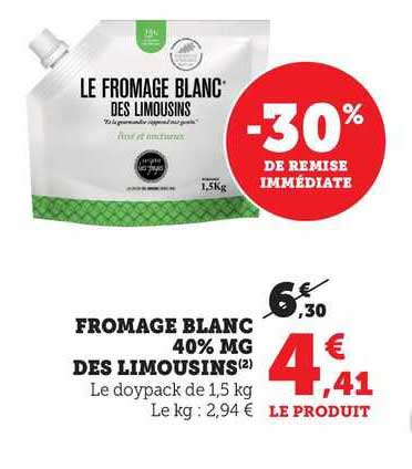 Fromage Blanc 40% Mg Des Limousins