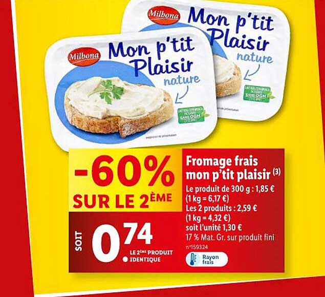 fromage frais mon p'tit plaisir milbona