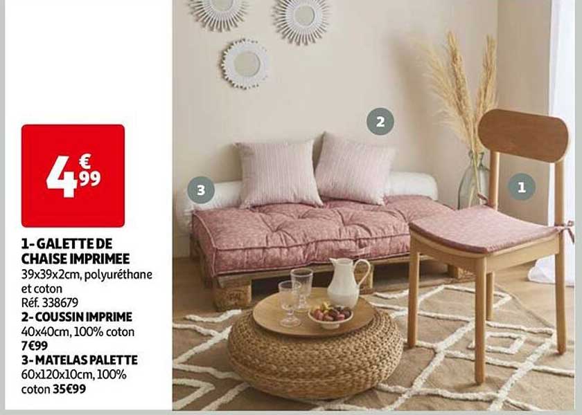 Galette De Chaise Imprimée Coussin Imprimé Matelas Palette