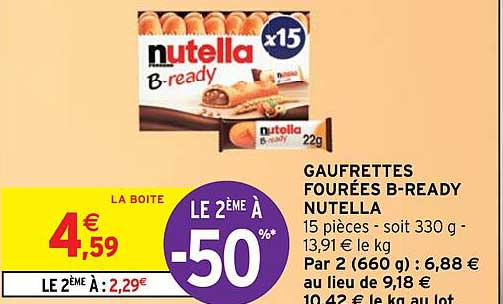 gaufrettes fourrées b-ready nutella