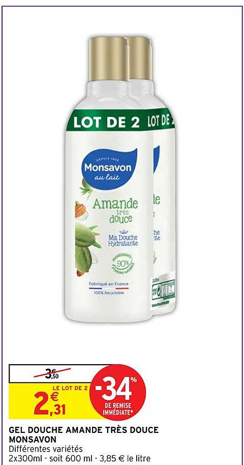 gel douche anande très douce monsavon